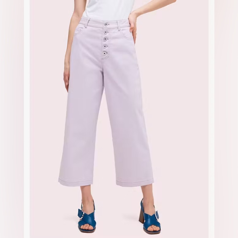 Kate Spade 27 Frozen Lilac Purple Five Button Wide Leg Cropped Pants